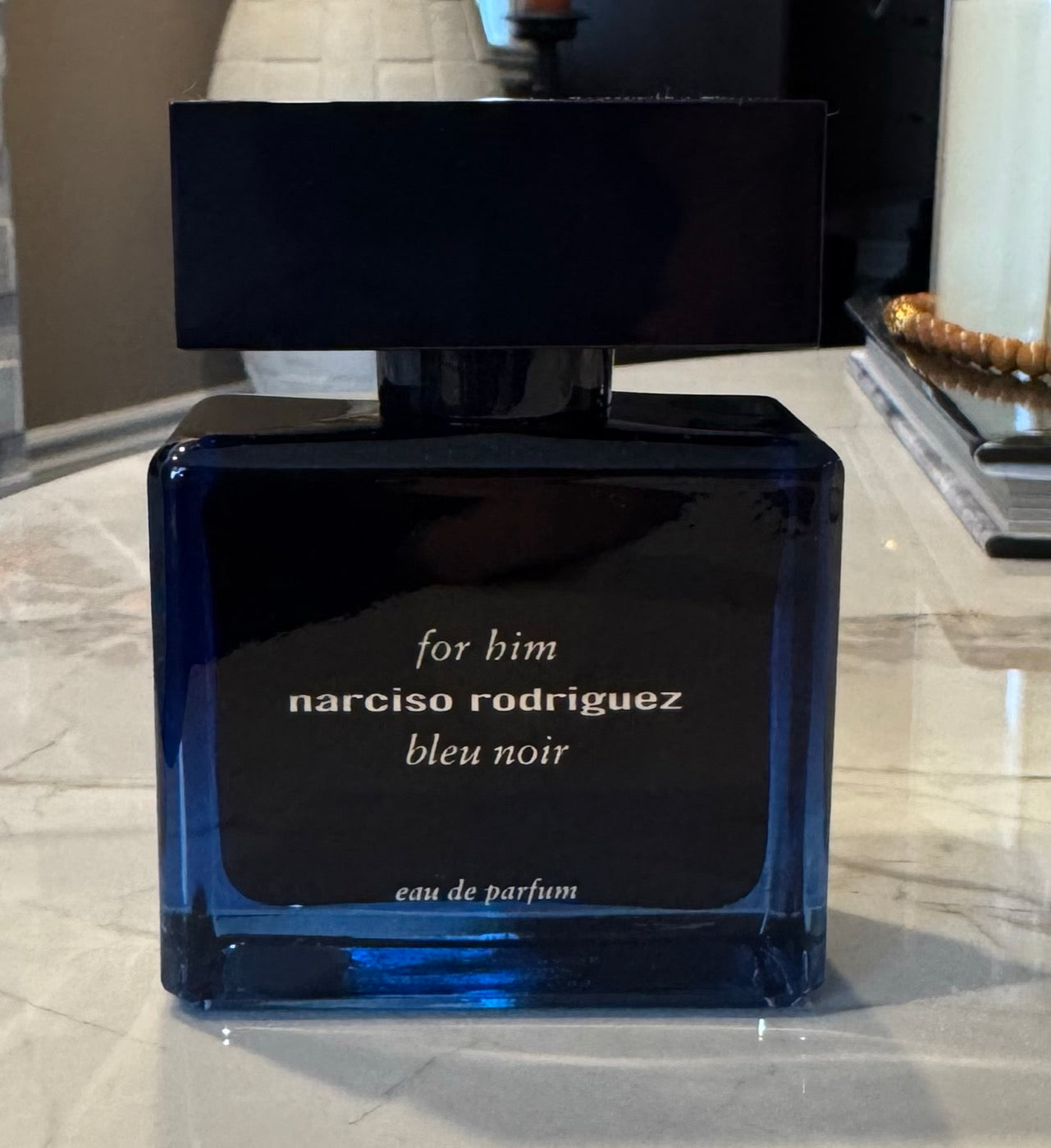 Narciso Rodriguez Bleu Noir 50ml eau de parfum bottle, authentic fragrance decanted by Maison Sillage Co.