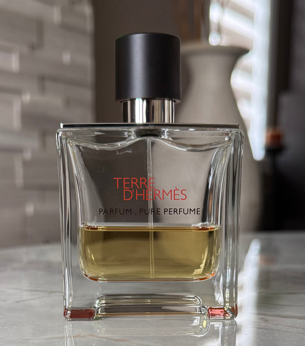 Terre d’Hermès Parfum authentic fragrance, hand-decanted into a travel bottle