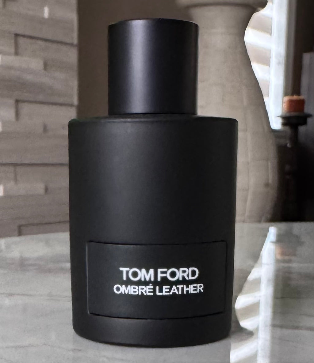Tom Ford Ombré Leather authentic fragrance, hand-decanted into a travel bottle